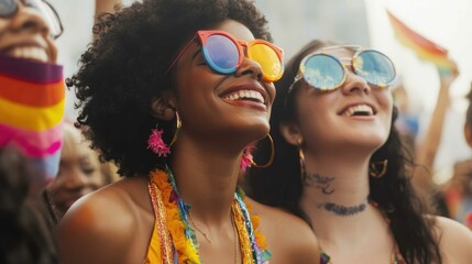 A film festival highlighting LGBTQ+ narratives in visual storytelling, with diverse attendees and colorful event branding