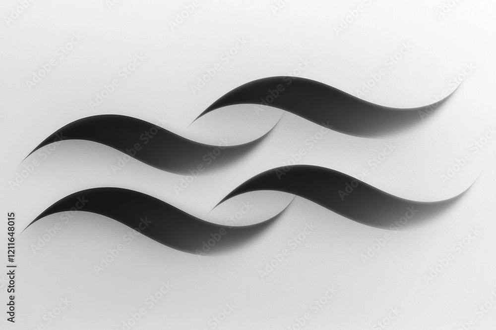 Poster abstract wave patterns in shades of gray on a minimalist background