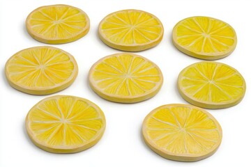 Fototapeta premium Colorful Lemon Slices Displayed on White Background for Fresh Culinary Inspiration