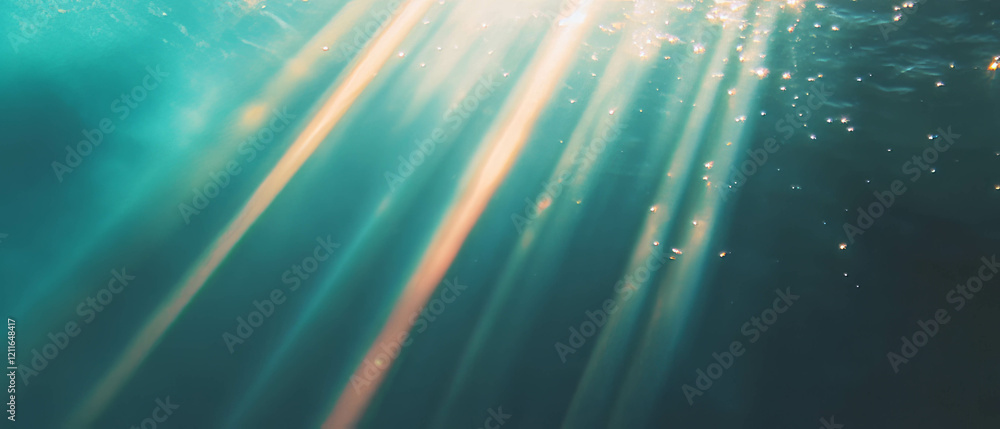 Poster Dusty light rays create an ethereal atmosphere in a tranquil space