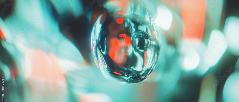 Poster dusty mirror reflecting distorted images in a surreal and abstract environment