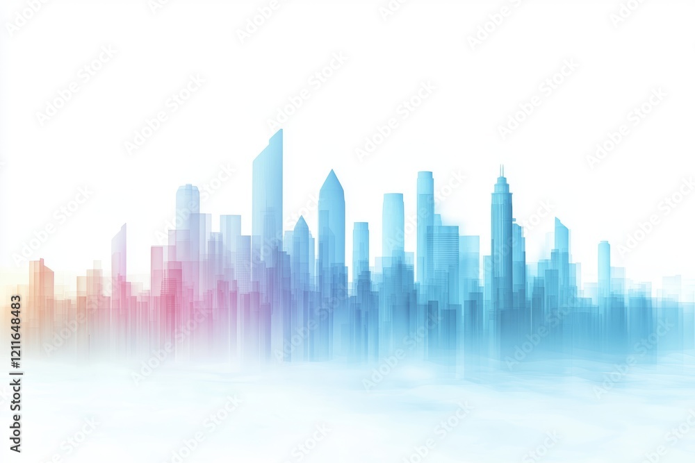 Poster abstract city skyline in soft focus with a dynamic blur effect
