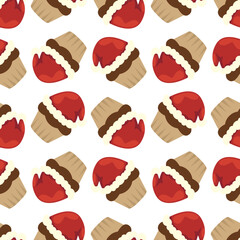 Cupcake Christmast Seamless Pattern