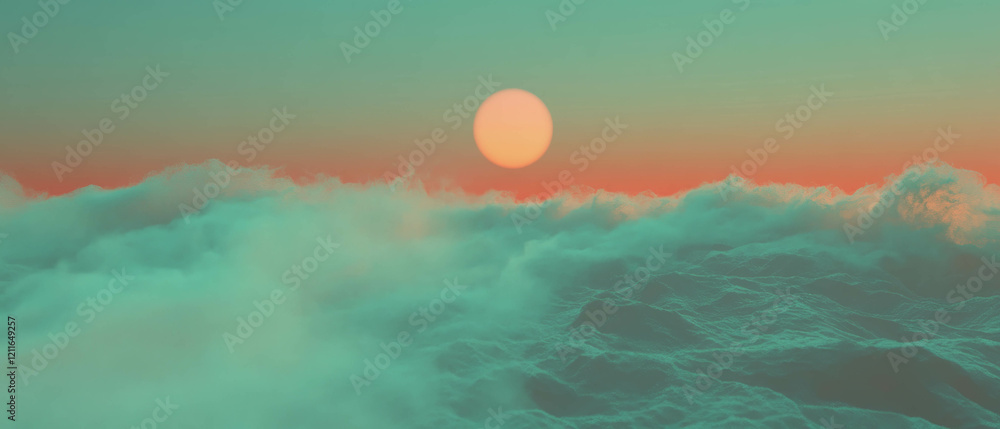 Poster dusty textured background creates immersive experience in a 3d rendered virtual landscape