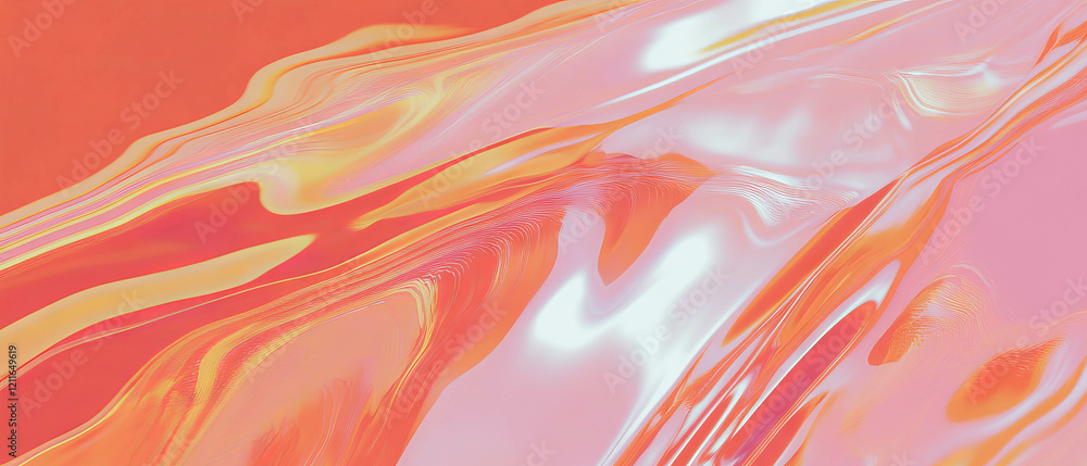 Poster Dynamic digital waves creating vibrant abstract background with serene center area