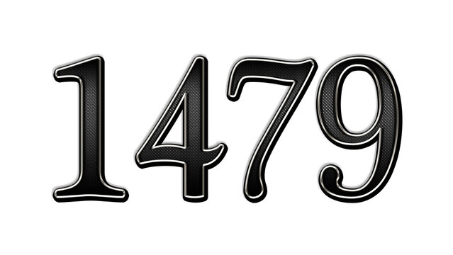 black metal 3d design of number 1479 on white background.