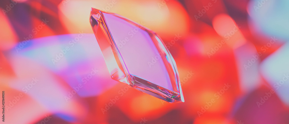 Aufkleber Geometric blockchain structure with vibrant abstract background and futuristic elements