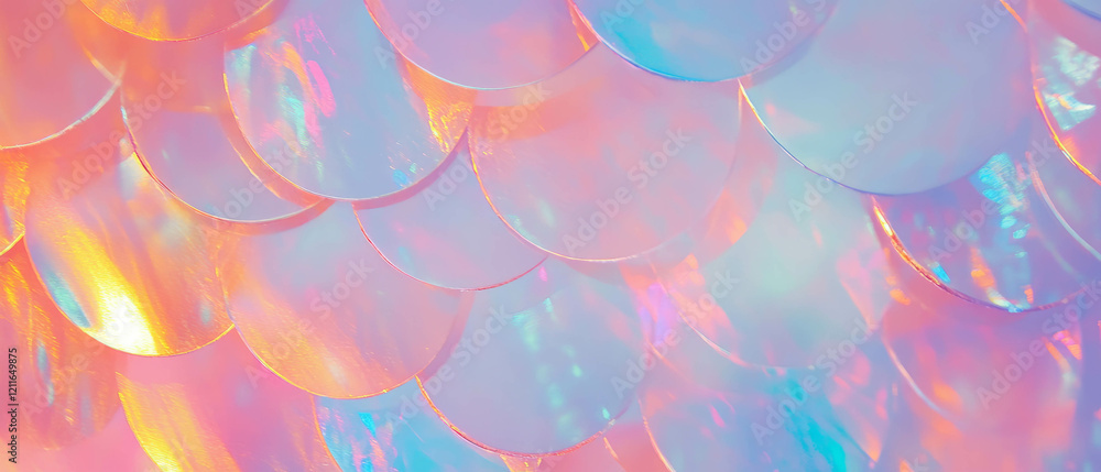 Aufkleber geometric mermaid scales pattern with a prominent central clear area and modern design elements