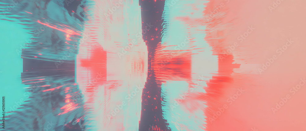 Aufkleber Glitching blockchain connections with an abstract background and dynamic focal point