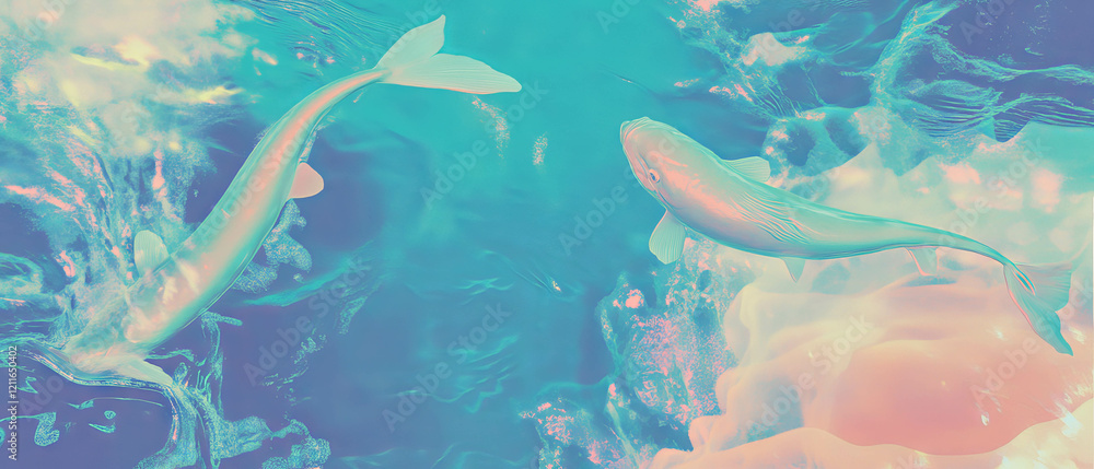 Poster gradient mermaid texture featuring calm aquatic colors and smooth banner design