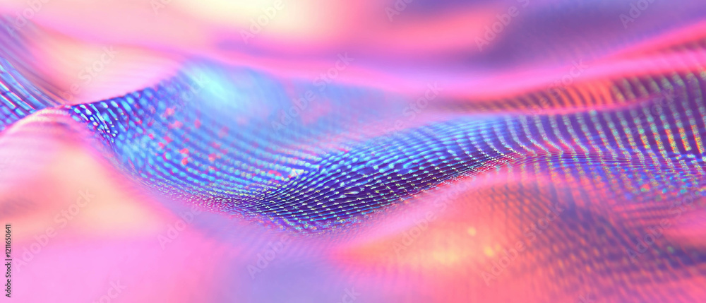 Poster Hexagonal grid pattern with a digital network effect in vibrant colors and depth
