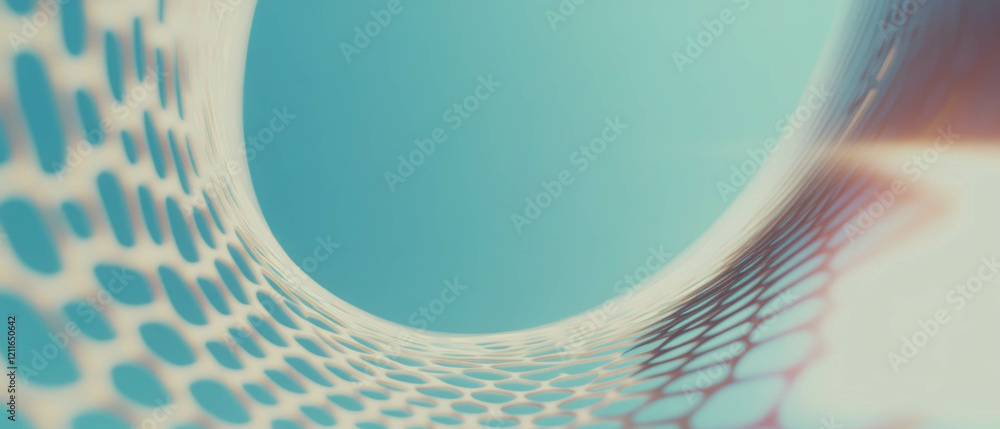 Poster Hexagonal blockchain grid with central space and geometric design elements