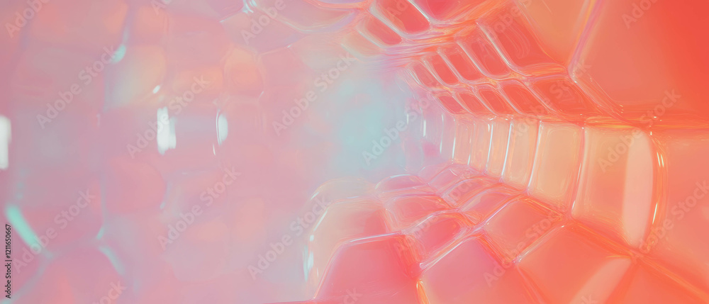 Poster Hexagonal blockchain grid features central space with a geometric banner for digital design