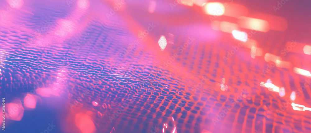 Poster Abstract representation of hexagonal grid with digital network elements and vibrant colors