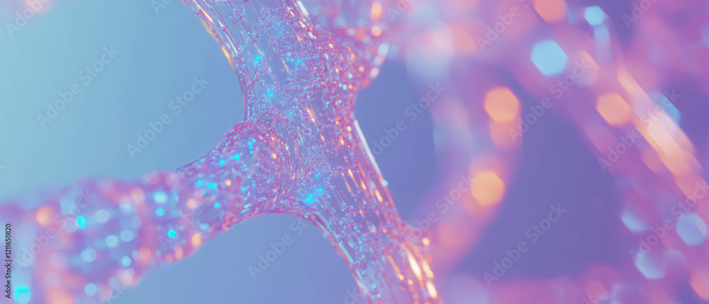 Poster Holographic blockchain grid with illuminated connections in an abstract style