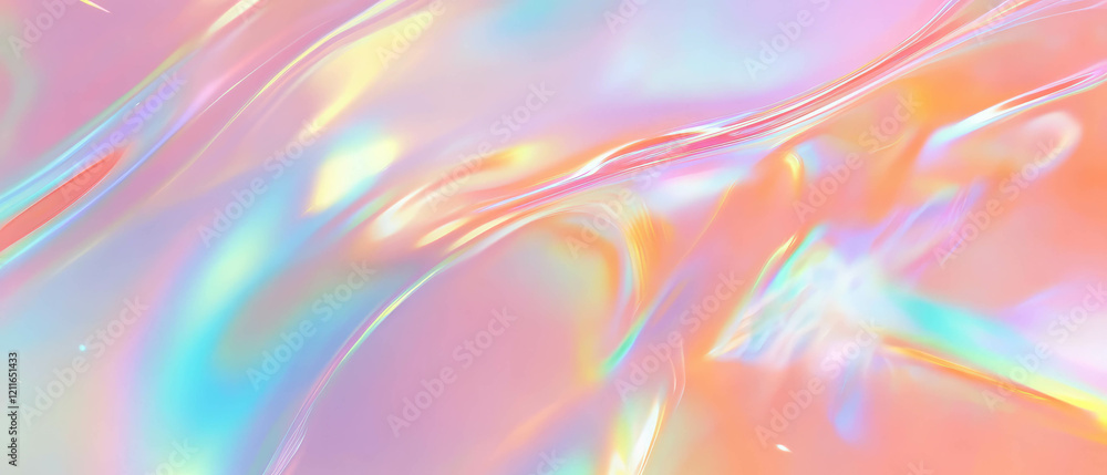 Poster Holographic geometric patterns creating an abstract background with vibrant colors
