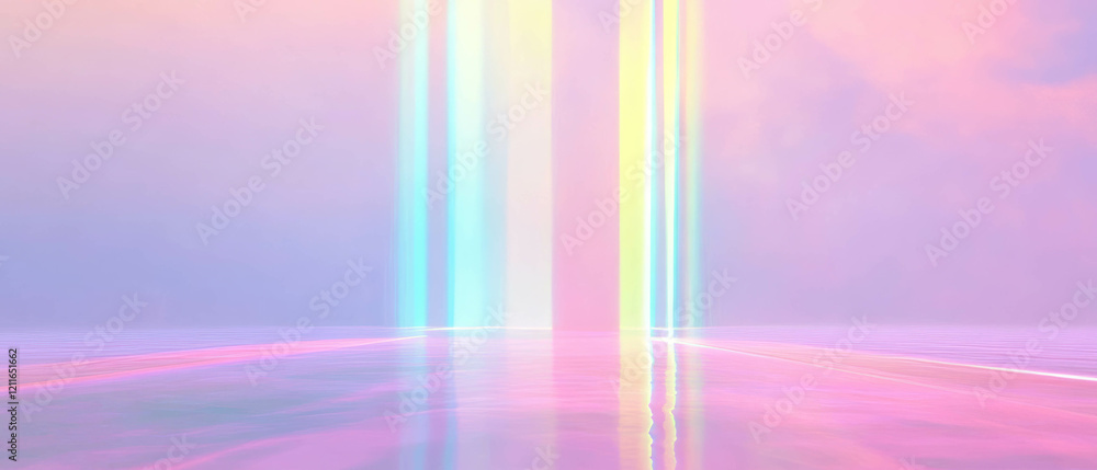 Poster Radiant abstract holographic light beams create a stunning visual display in empty space