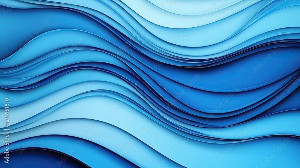 Aufkleber soft blue watercolor idea. abstract waves of blue layers creating a dynamic and soothing visual effe