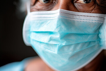 Doctor with protective mask, ensuring safety and preventing contamination in the hospital