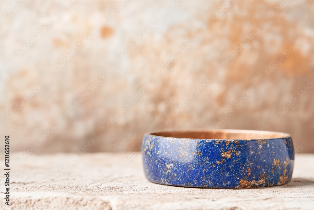 Poster intricate lapis lazuli cuff bracelet with deep azure hues elegantly displayed on a soft textured sur