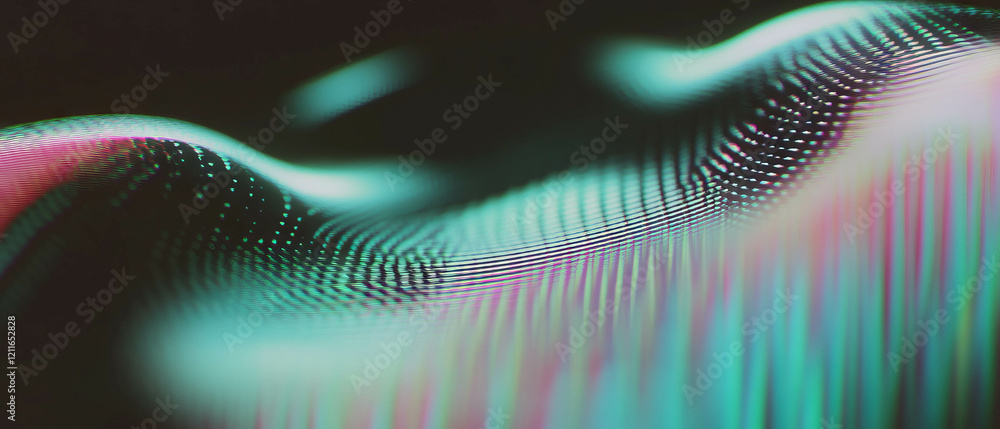Poster Futuristic holographic waves create a dynamic tech presentation background