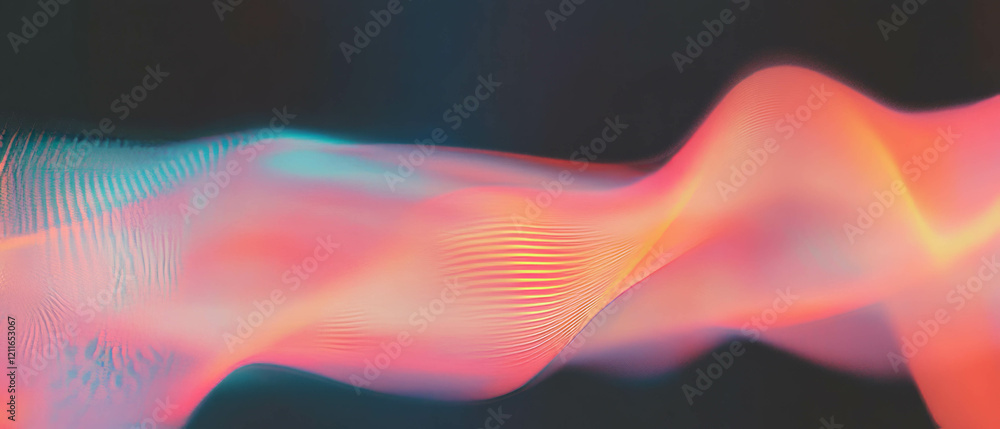 Poster Exploring interconnected digital waves with vibrant colors and dynamic patterns