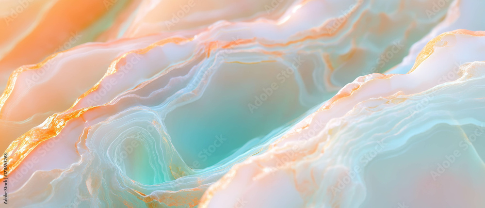 Poster Layered onyx textures with complex patterns and soft pastel colors for creative projects