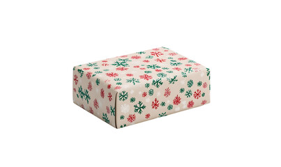 Obraz premium Festive gift, snowflake wrapping, studio shot, holiday background, e-commerce