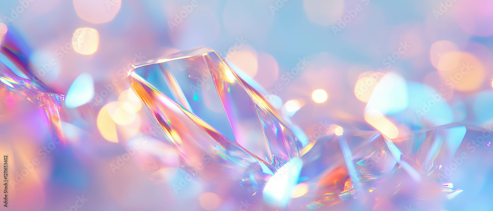 Poster light refracting through crystal creates a colorful and sparkling abstract background