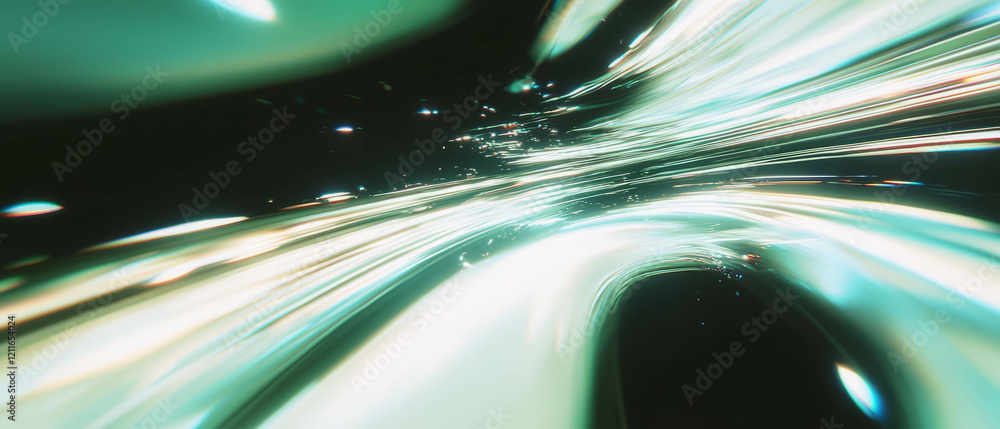Poster Light streaks create mesmerizing abstract patterns in a liquid environment