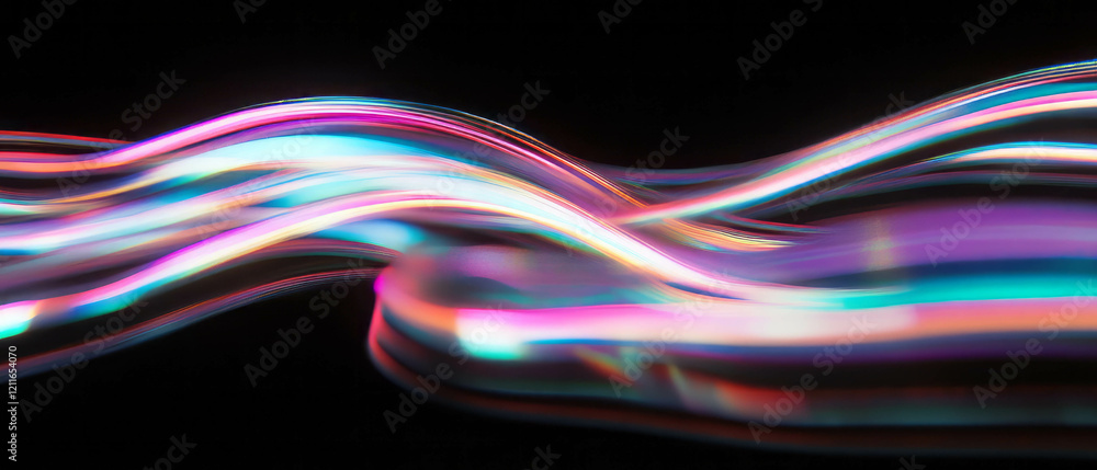 Aufkleber Light streaks create dynamic interactions with particles in an abstract background