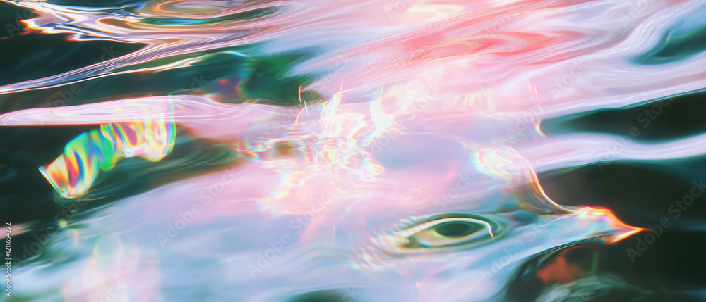 Poster Light streaks create abstract patterns in a colorful background of flowing water
