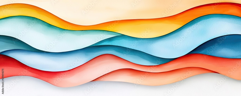 Poster striped watercolor idea. colorful abstract waves create a vibrant and dynamic visual flow.