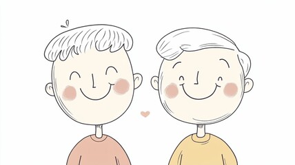 Obraz premium Happy boys couple Illustration on white background