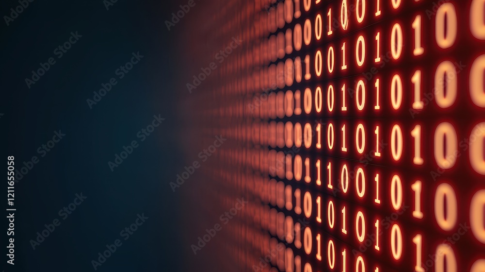 Poster fake news and misinformation media concept, transforming binary code into digital headlines and visu