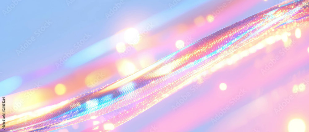 Poster Dynamic light trails form patterns representing blockchain connections