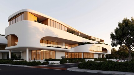 Obraz premium a contemporary architectural structure characterized by smooth, flowing lines and an innovative design. 