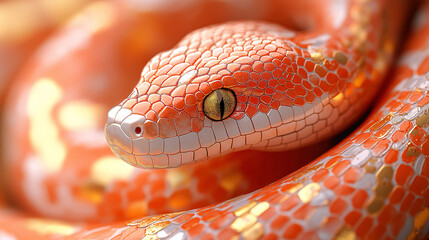 Fototapeta premium A snake with a gold and white pattern on its body