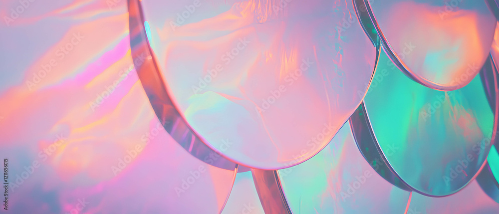Poster futuristic metallic mermaid scales background with a central space for text