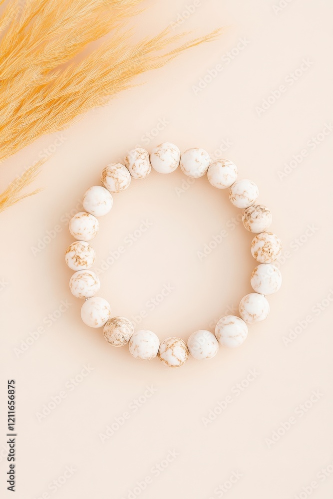 Poster elegant marble bracelet displayed on a neutral backdrop with soft textures highlighting its smooth s