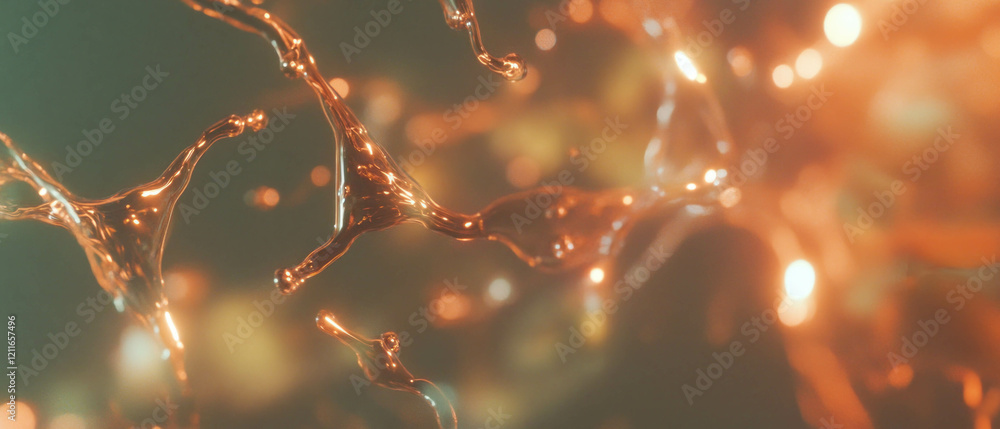 Aufkleber particles flow through abstract blockchain with energetic banner in clear central area