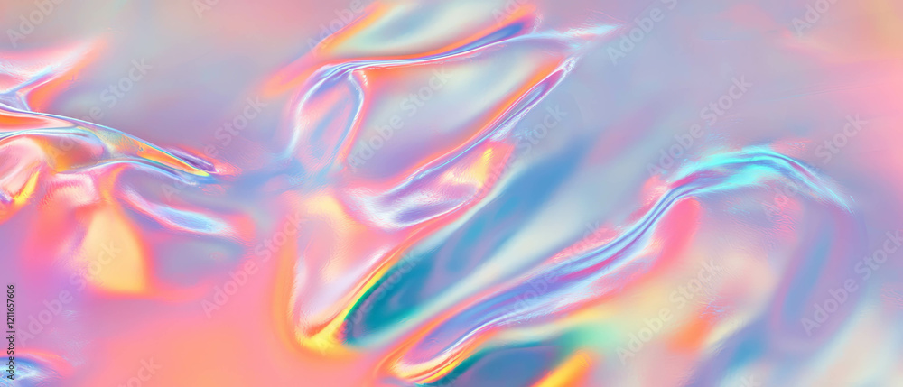 Poster pastel holographic clouds creating an airy background with an empty center for creativity