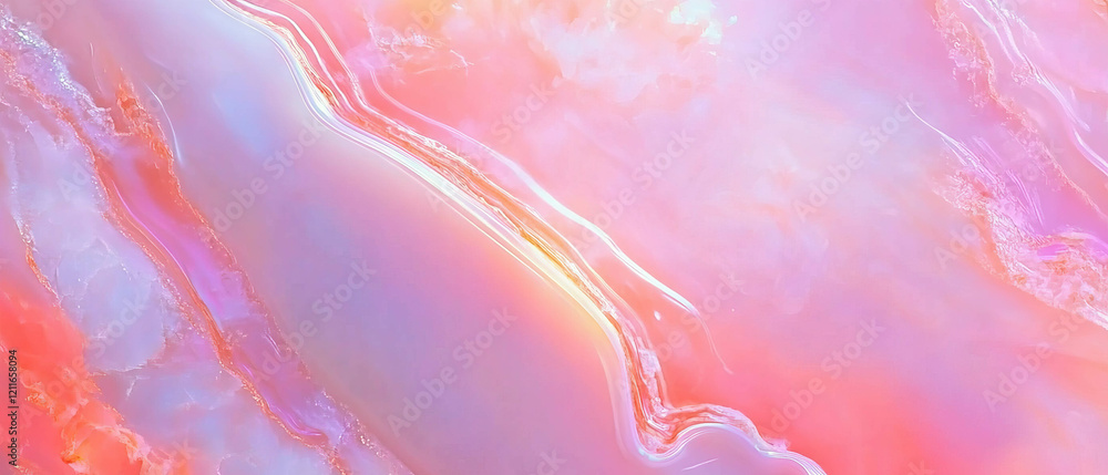 Aufkleber dynamic abstract background of pink onyx with flowing lines and central clear area