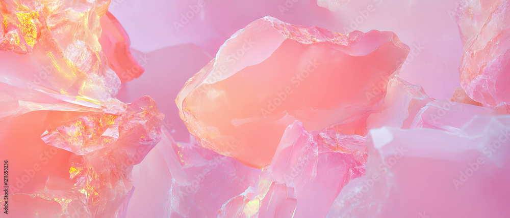 Aufkleber vibrant abstract pink onyx background with fragmented pieces and central void space