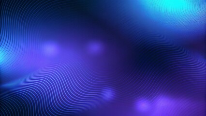 Illustration abstract glowing, neon light effect, wave line, wavy pattern. Design communication techno on blue background. Futuristic digital technology for web or banner background. Futuristic