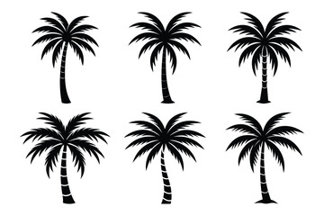 Palm tree vector logo icon silhouette set. Palm icon vector Beach surfing icon logo design