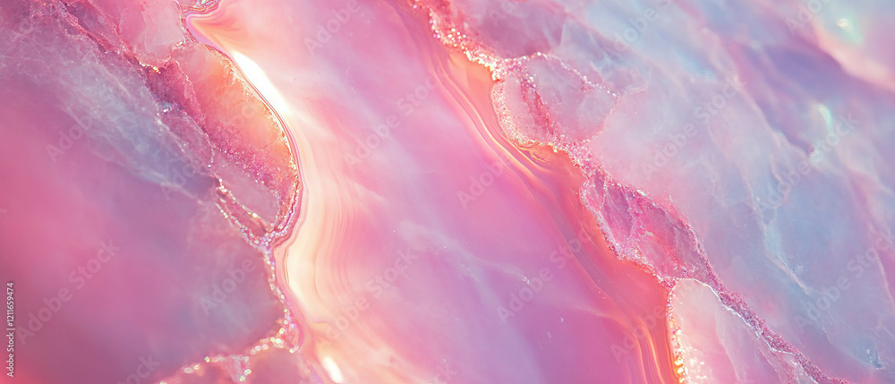 Poster polished pink onyx background with an empty center and glossy banner design