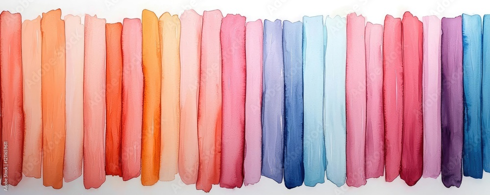Poster striped watercolor idea. a vibrant array of colorful paint strokes in a visually striking horizontal