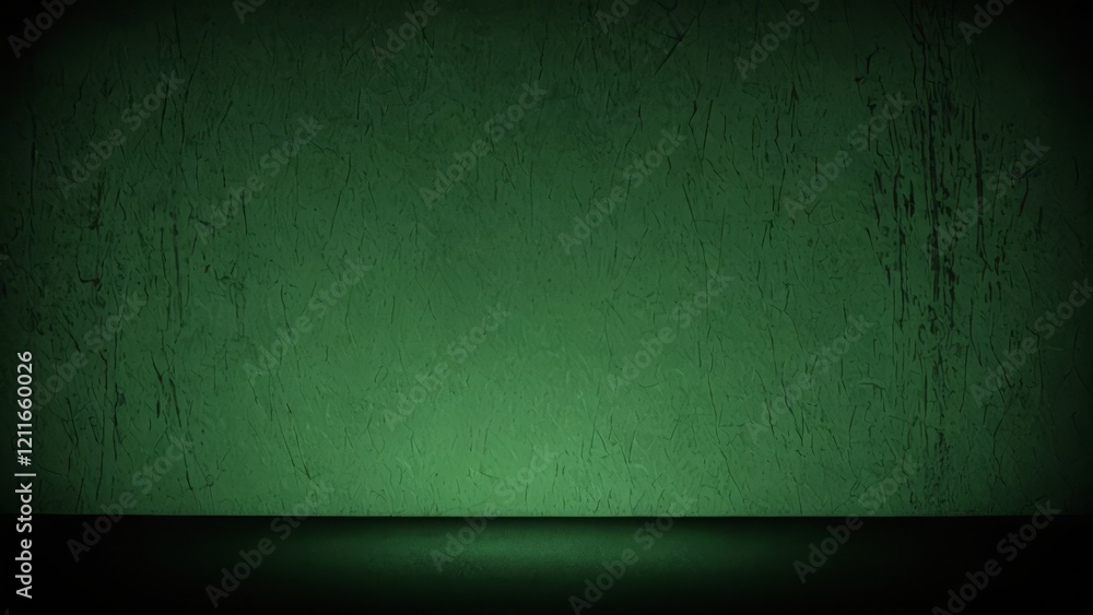 Poster textured dark green background with subtle lighting, creating a moody and atmospheric setting