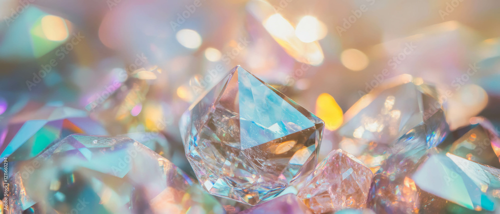 Poster sparkling rainbow gemstones create a vibrant and luxurious abstract background